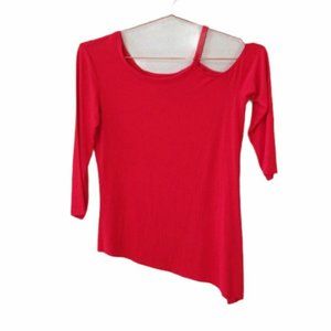 BAILEY 44 Red Asymmetric Cut Out Cold Shoulder Blouse Size XS